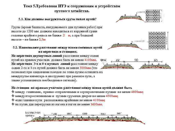 Тема 5. Требования ПТЭ к сооружениям и устройствам путевого хозяйства. 5. 1. Как должны