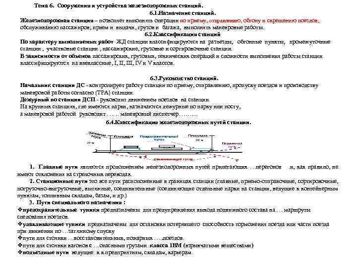 Тема 6. Сооружения и устройства железнодорожных станций. 6. 1. Назначение станций. Железнодорожная станция –