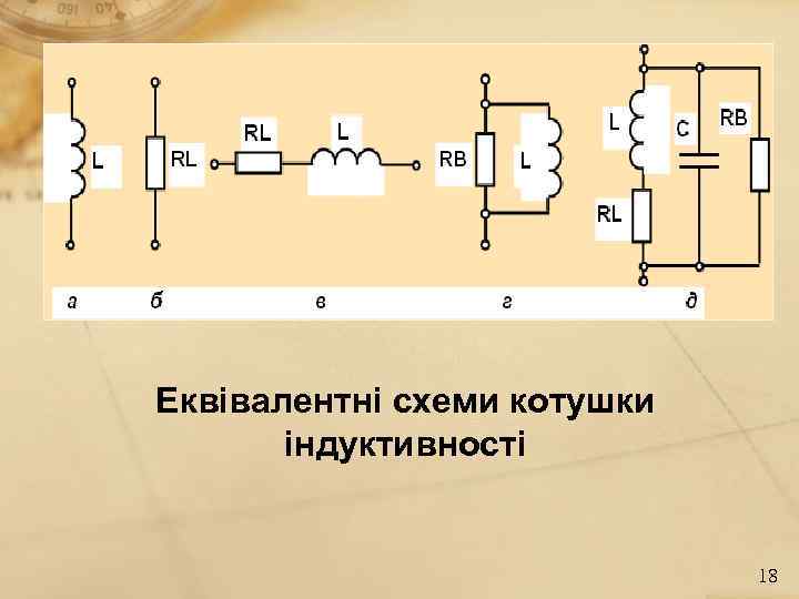 Еквівалентні схеми котушки індуктивності 18 