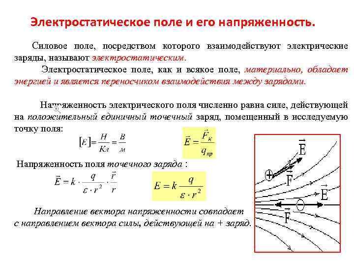 Напряженность однородного электрического поля