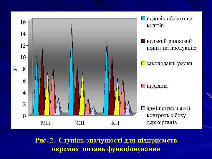 Рис. 2. Ступінь значущості для підприємств окремих питань функціонування 