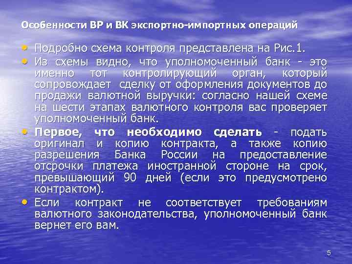 Особенности ВР и ВК экспортно-импортных операций • Подробно схема контроля представлена на Рис. 1.