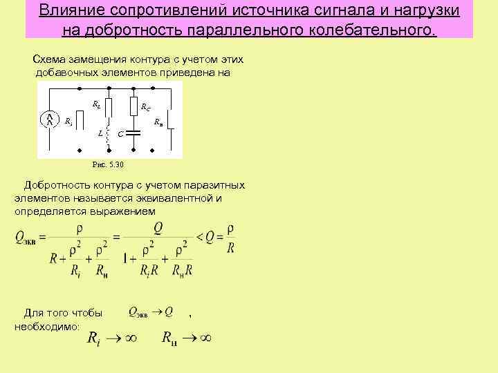 Схема параллельного колебательного контура