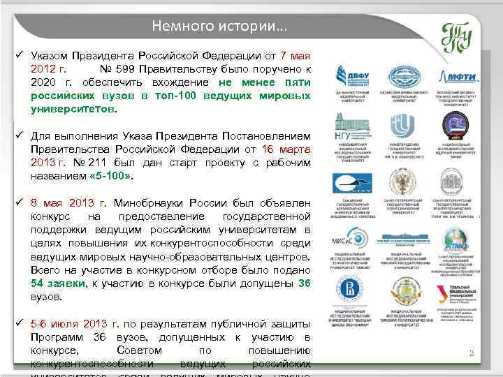 Немного истории… ü Указом Президента Российской Федерации от 7 мая 2012 г. № 599