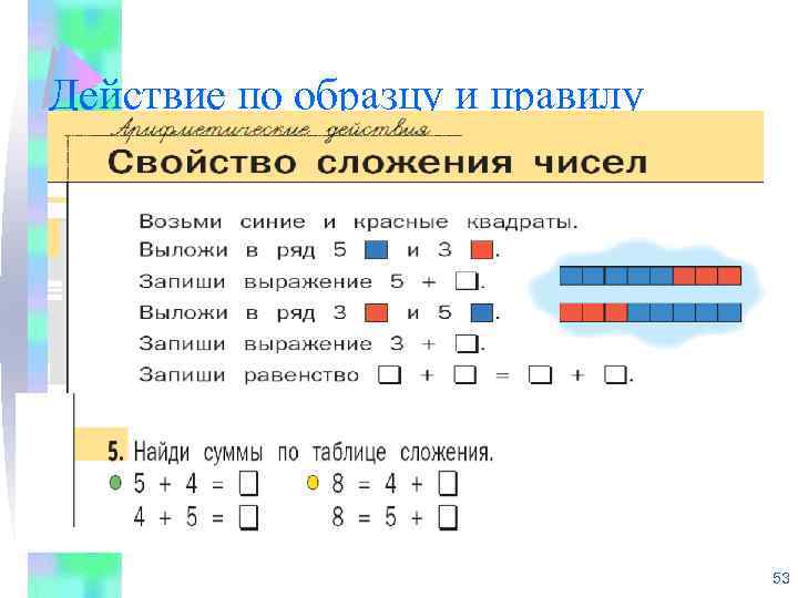 Действие по образцу и правилу 53 