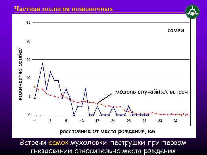 Частная зоология позвоночных количество особей самки модель случайных встреч расстояние от места рождения, км