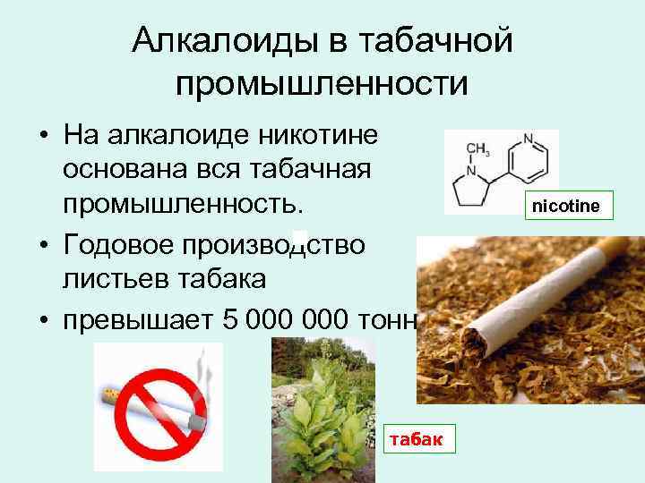 В каких растениях содержится соль. Алкалоид никотин. Алкалоиды табака. Никотин в табаке. Алкалоид содержащийся в табаке.