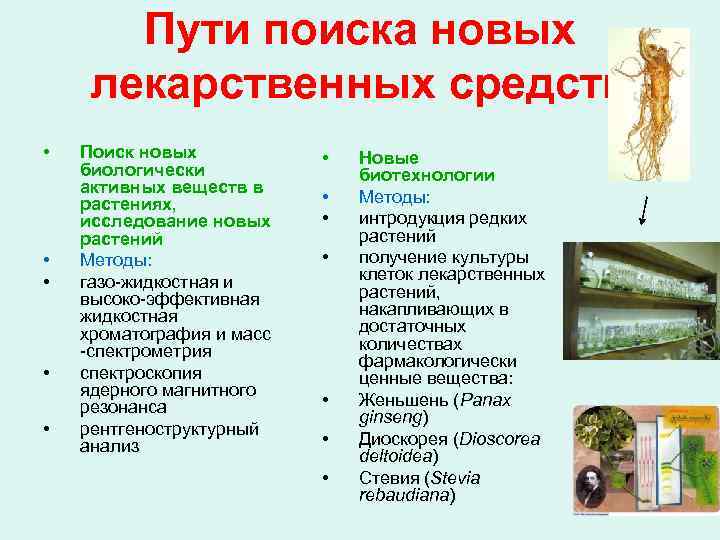 Пути поиска новых лекарственных средств • • • Поиск новых биологически активных веществ в