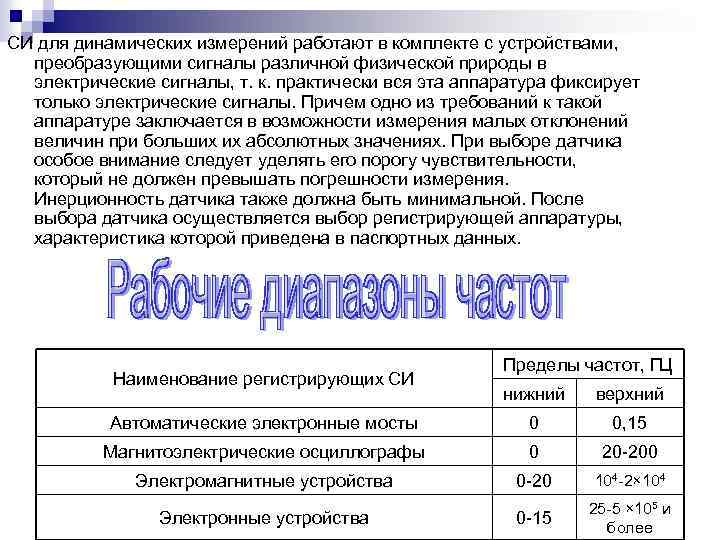 СИ для динамических измерений работают в комплекте с устройствами, преобразующими сигналы различной физической природы