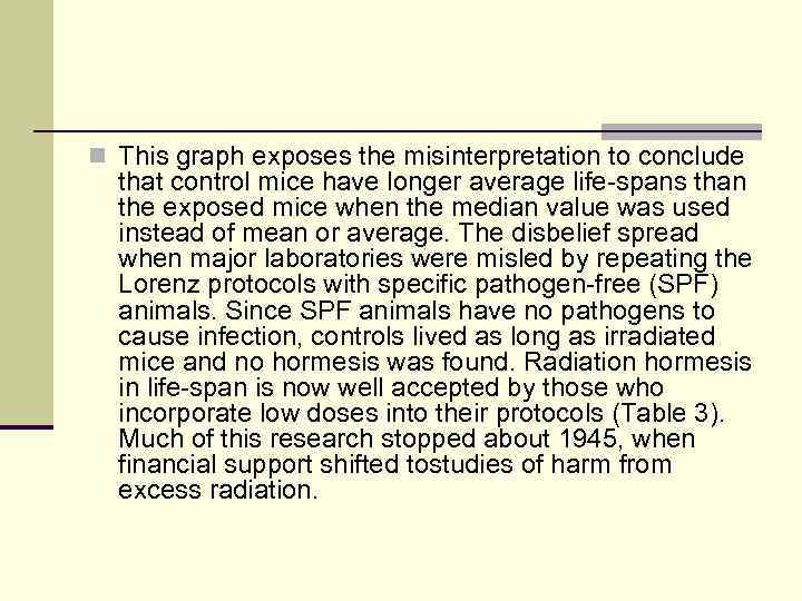n This graph exposes the misinterpretation to conclude that control mice have longer average