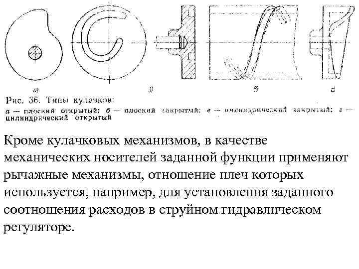 Кроме кулачковых механизмов, в качестве механических носителей заданной функции применяют рычажные механизмы, отношение плеч