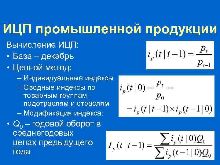 ИЦП промышленной продукции • ИЦП к соответствующему месяцу предыдущего года 