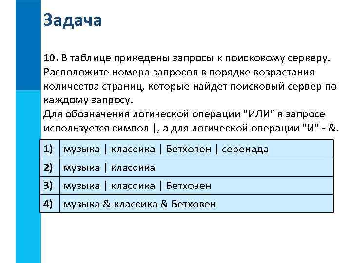 В таблице приведены запросы. В таблице приведены запросы к поисковому серверу расположите номера. Расположи номера запросов в порядке возрастания количества страниц. Операторы в запросе поисковому серверу. Укажите номера запросов в порядке возрастания звезда.