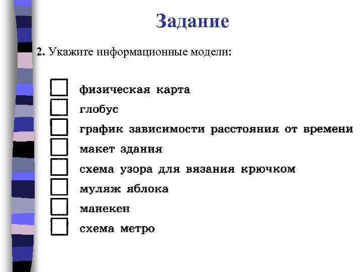 Укажите примеры информационных моделей физическая карта глобус график