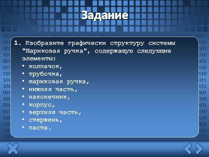 Задание 101101101111001101011001110101000111011011101101111001101011001110101000111011011101101111 1. Изобразите графически структуру системы 00110101100111010100011101101110110111100110101100111010100011101101101 