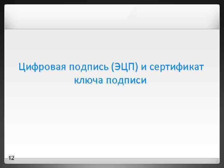 Цифровая подпись (ЭЦП) и сертификат ключа подписи 12 