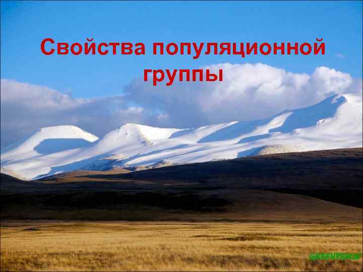Свойства популяционной группы 