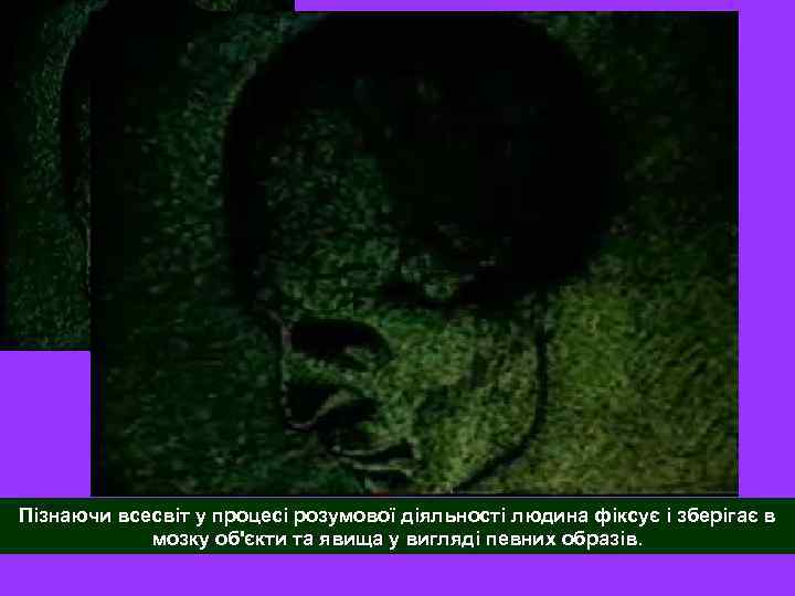 Пізнаючи всесвіт у процесі розумової діяльності людина фіксує і зберігає в мозку об'єкти та