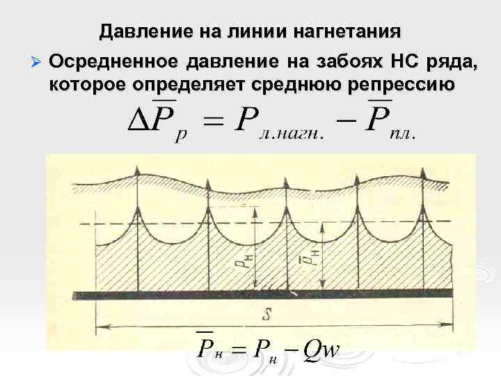 Давление на линии нагнетания Ø Осредненное давление на забоях НС ряда, которое определяет среднюю