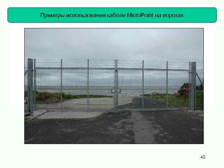 Free Format Zoning Примеры использования кабеля Micro. Point на воротах 42 