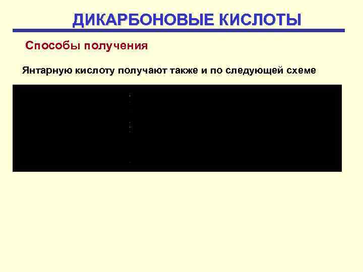 ДИКАРБОНОВЫЕ КИСЛОТЫ Способы получения Янтарную кислоту получают также и по следующей схеме 