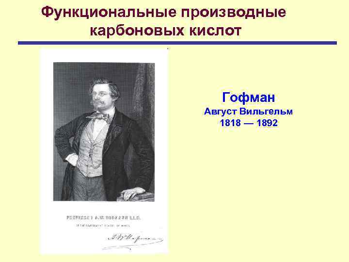 Функциональные производные карбоновых кислот Гофман Август Вильгельм 1818 — 1892 