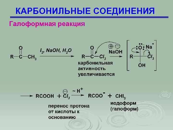 КАРБОНИЛЬНЫЕ СОЕДИНЕНИЯ Галоформная реакция 