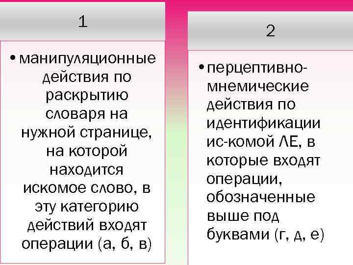 1 • манипуляционные действия по раскрытию словаря на нужной странице, на которой находится искомое