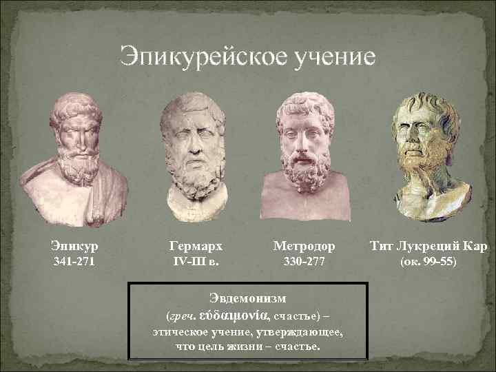 Эпикурейцы философия презентация