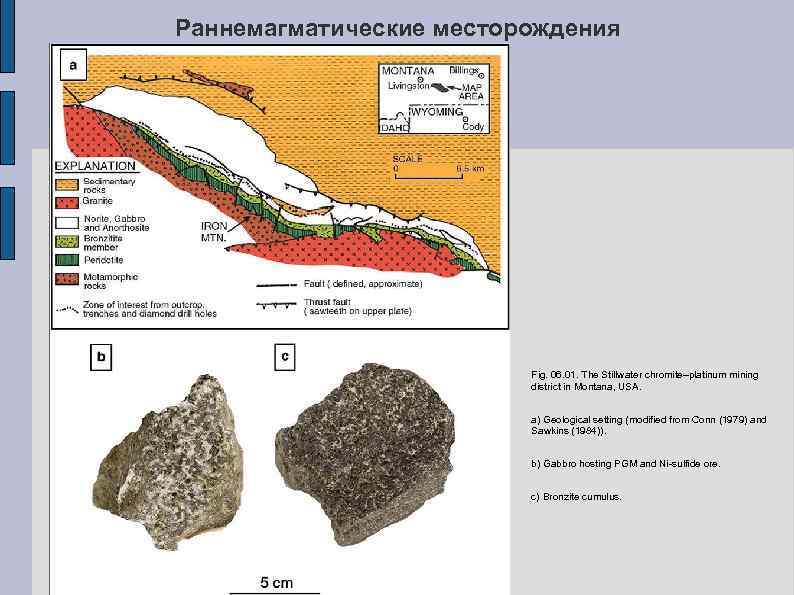 Раннемагматические месторождения Fig. 06. 01. The Stillwater chromite–platinum mining district in Montana, USA. a)