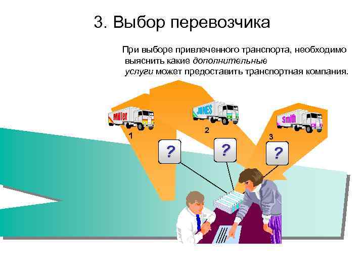 3. Выбор перевозчика При выборе привлеченного транспорта, необходимо выяснить какие дополнительные услуги может предоставить