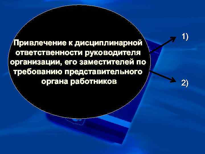 Привлечение к дисциплинарной ответственности руководителя организации, его заместителей по требованию представительного органа работников 1)