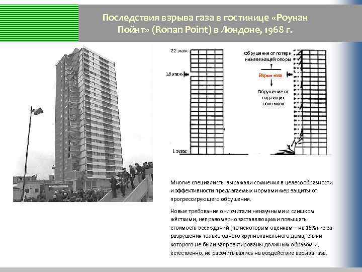Последствия взрыва газа в гостинице «Роунан Пойнт» (Ronan Point) в Лондоне, 1968 г. 22