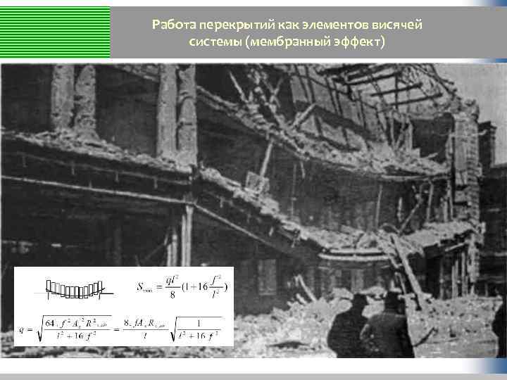 Работа перекрытий как элементов висячей системы (мембранный эффект) 