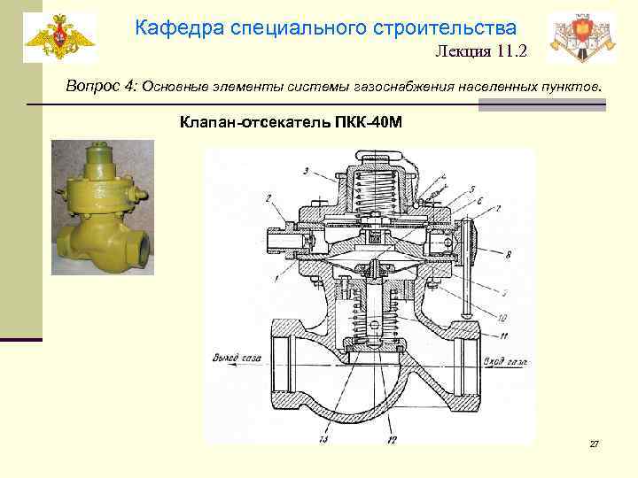 Кафедра специального строительства Лекция 11. 2 Вопрос 4: Основные элементы системы газоснабжения населенных пунктов.