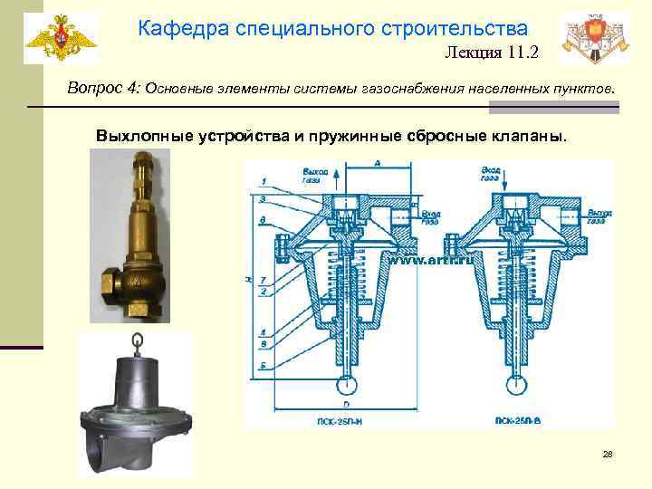 Кафедра специального строительства Лекция 11. 2 Вопрос 4: Основные элементы системы газоснабжения населенных пунктов.