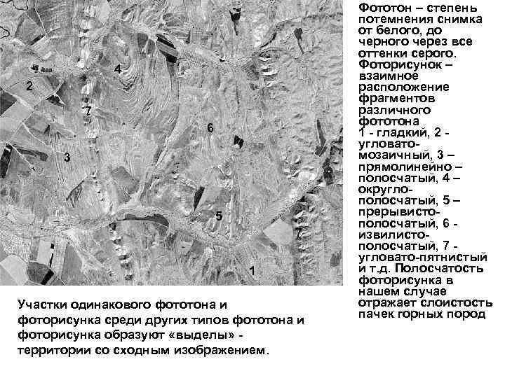 4 2 7 6 3 5 7 1 Участки одинакового фототона и фоторисунка среди