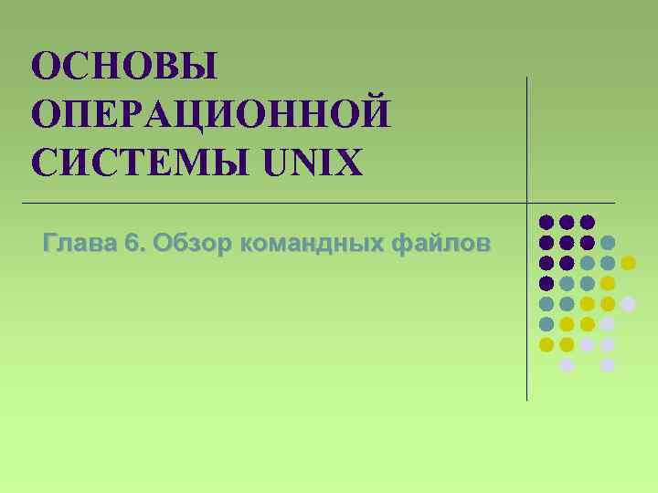 ОСНОВЫ ОПЕРАЦИОННОЙ СИСТЕМЫ UNIX Глава 6. Обзор командных файлов 