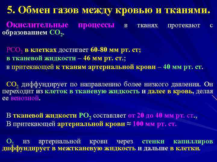 Процессы происходящие в тканях