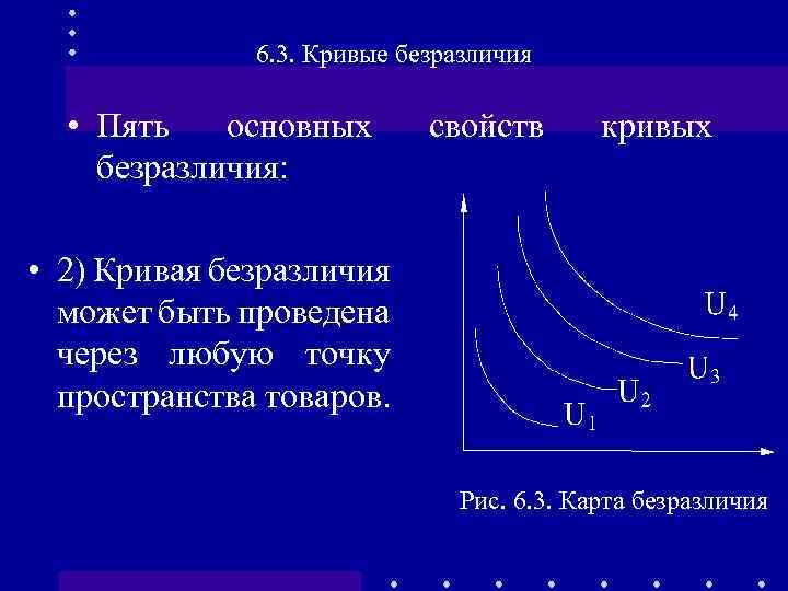 6. 3. Кривые безразличия • Пять основных безразличия: свойств кривых • 2) Кривая безразличия