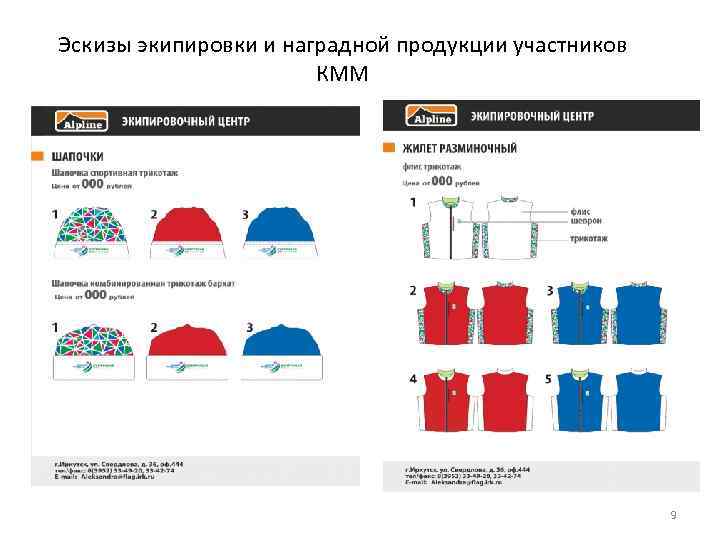 Эскизы экипировки и наградной продукции участников КММ 9 