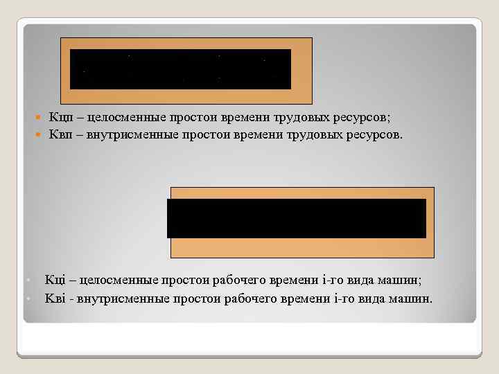  • • Кцп – целосменные простои времени трудовых ресурсов; Квп – внутрисменные простои
