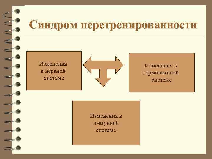 Синдром перетренированности Изменения в нервной системе Изменения в гормональной системе Изменения в иммунной системе