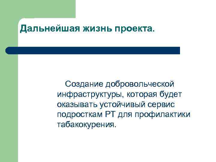 Дальнейшая жизнь проекта. Создание добровольческой инфраструктуры, которая будет оказывать устойчивый сервис подросткам РТ для