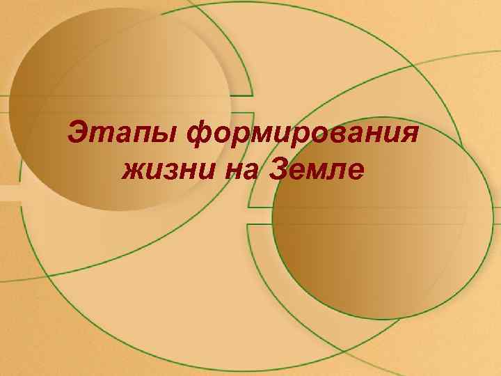 Этапы формирования жизни на Земле 