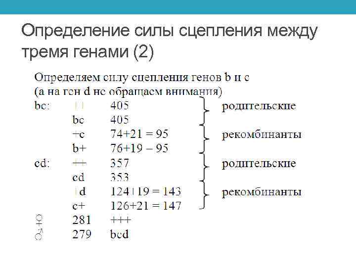 Определение силы сцепления между тремя генами (2) 