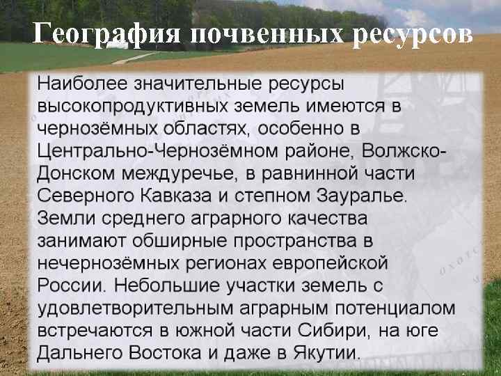 География почвенных ресурсов 