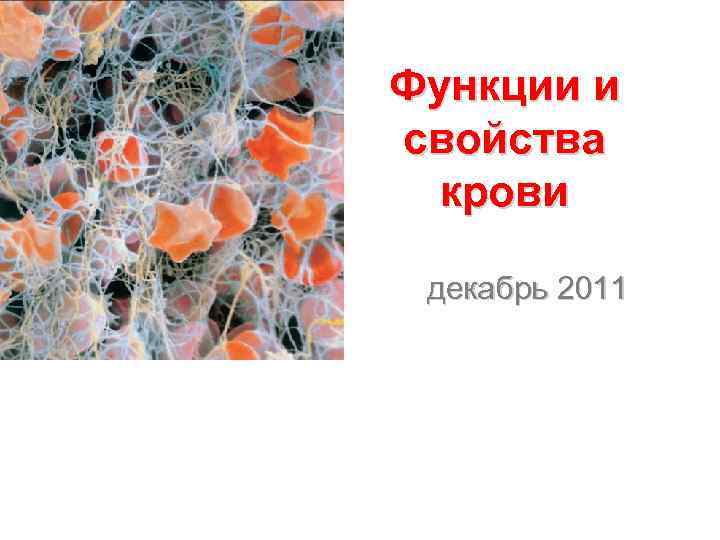 Функции и свойства крови декабрь 2011 