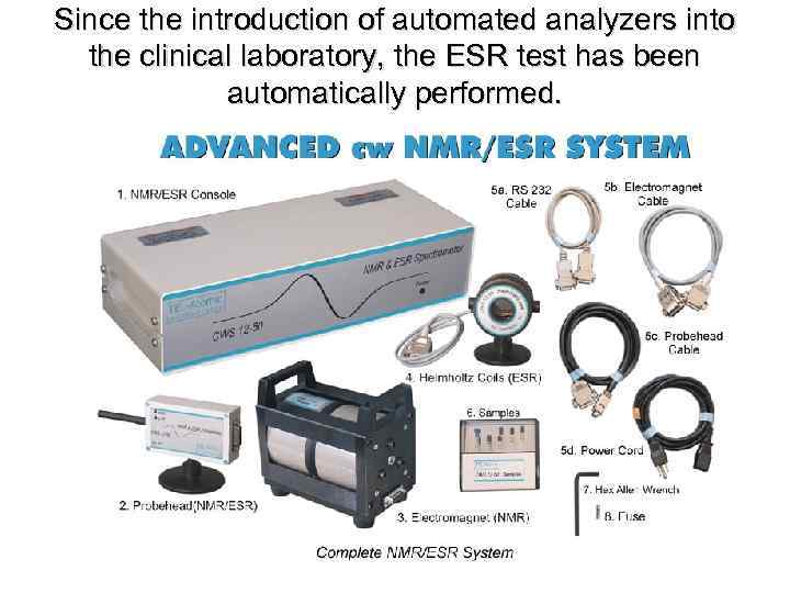 Since the introduction of automated analyzers into the clinical laboratory, the ESR test has