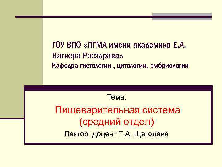 ГОУ ВПО «ПГМА имени академика Е. А. Вагнера